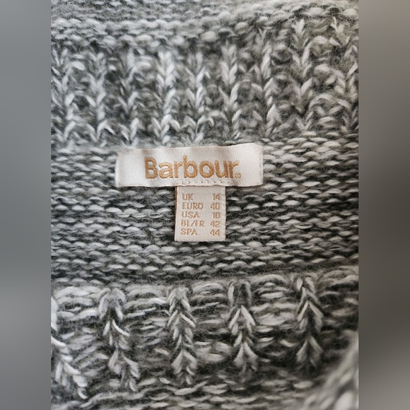 Women's Barbour Gray Mock Neck Wool Sweater Size 10 - Picture 2 of 7